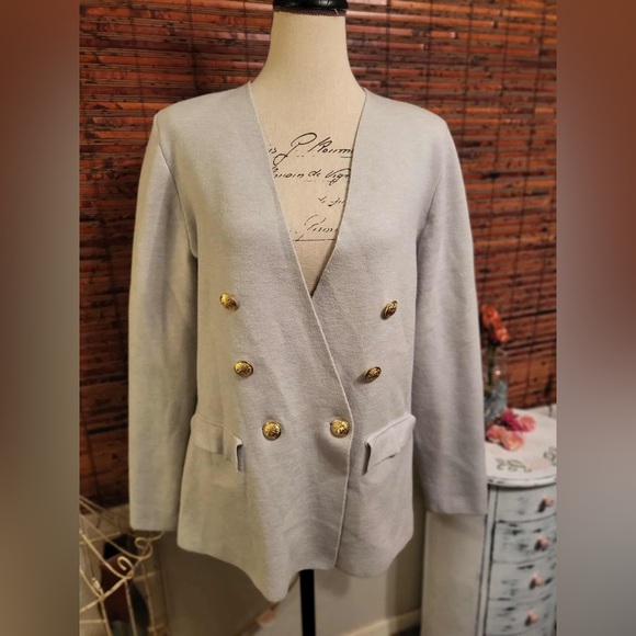 INC International Concepts Jackets & Blazers - INC International Concepts Light Gray/Pale Blue Sweater